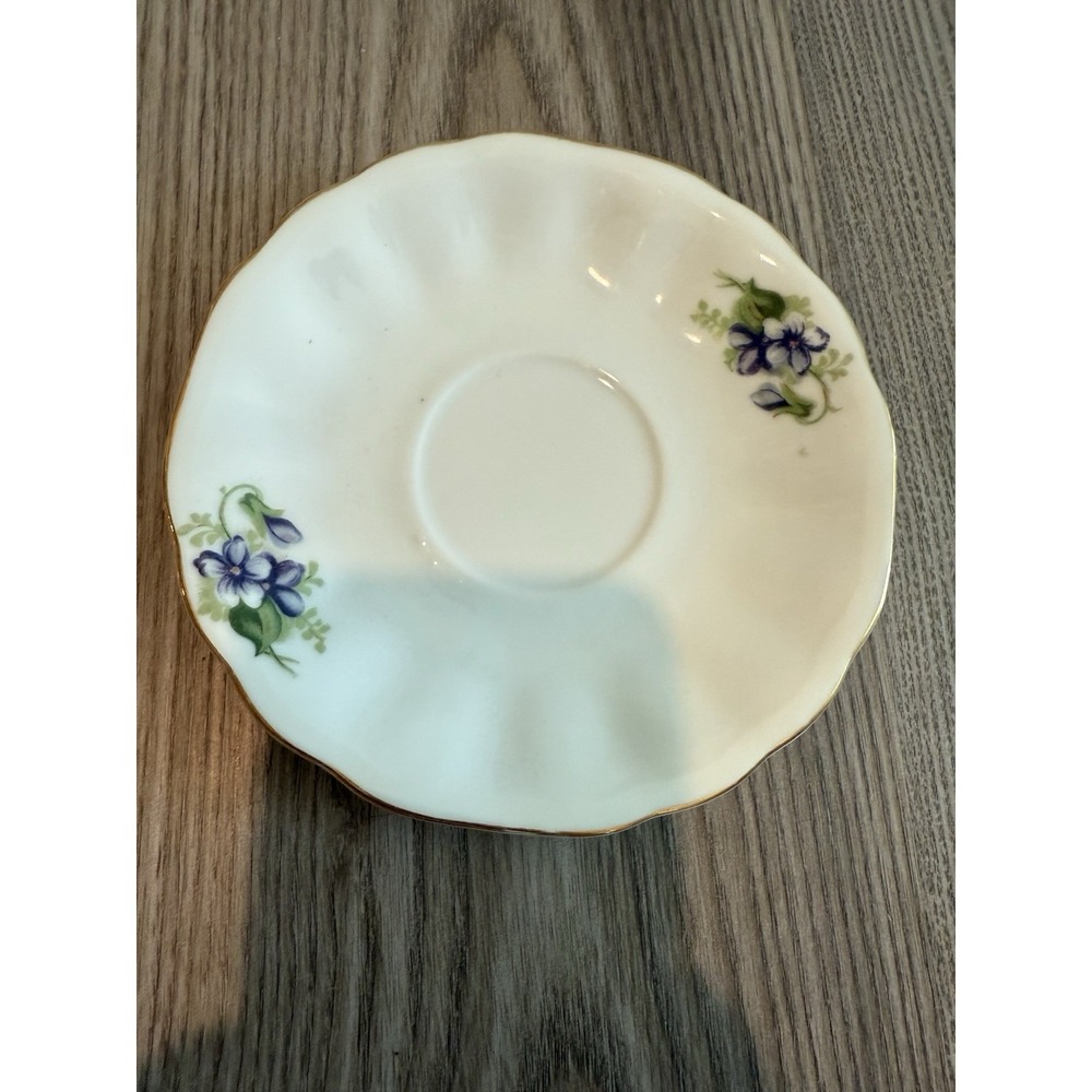 Vintage Japan Clover Logo Saucer Plate Purple Flowers Porcelain